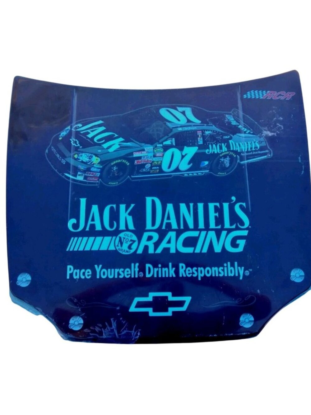 Jack Daniels Racing Drink Responsibly Metal Car Hood Bar Man Cave Sign 29 X 24